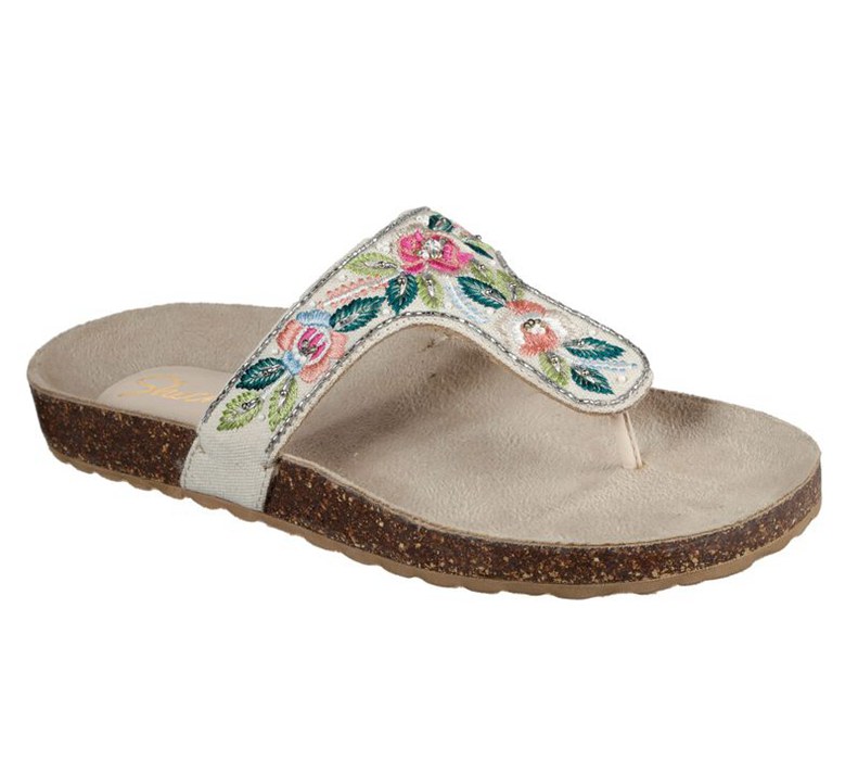 Skechers Dam Beige Flip Flop - Lotus Bloom - Sverige (XVNQY-2745)